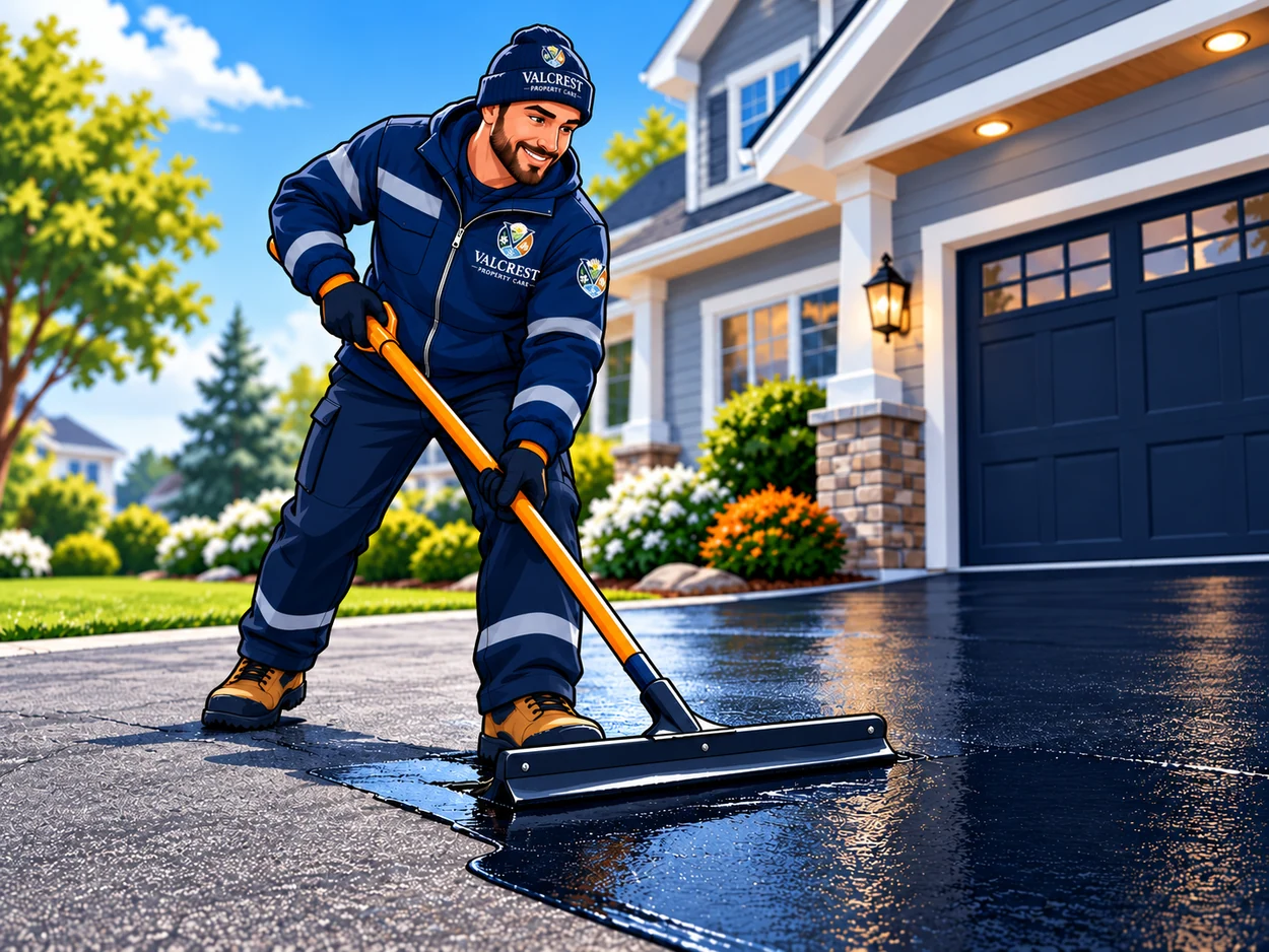 Illustration of driveway sealing service for Valcrest Property Care